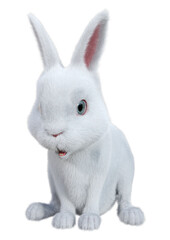 3D Rendering White Bunny on White