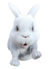 3D Rendering White Bunny on White