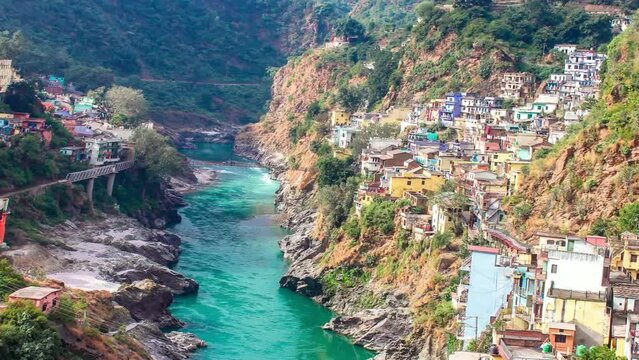 This is the Landscape of the Bhagirathi River in uttarakhand. Magical views of landscape of Bhagirathi River near Tehri Dam in Chamba in Uttarakhand, India. Tehri Dam is the highest dam in India.