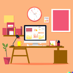 illustration of office desk