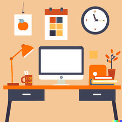 illustration of office desk