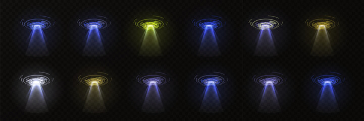 Color hologram portal. Magic fantasy portal. Magic circular podium for teleportation with a hologram effect.