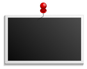 Retro photo picture template. Black frame pin