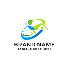 Cleaning and maintenance house logo template 