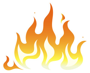 Fire decal. Gradient flame symbol. Burning icon