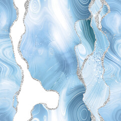 Fototapeta premium Baby blue and gold glitter agate, gold marble digital paper