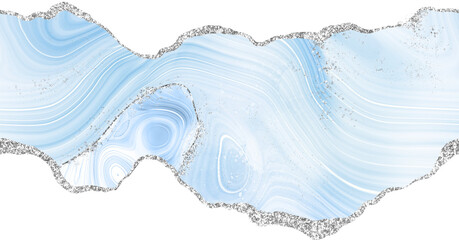 Baby blue and gold glitter agate, gold marble digital paper