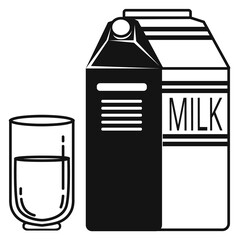 Milk box package icon. Black dairy symbol