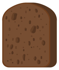 Rye bread slice icon. Cartoon bakery piece