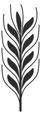 Black rye ear silhouette. Farm crop symbol