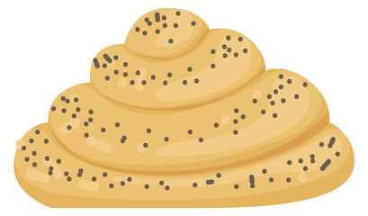 Cinnamon roll icon. Cartoon sweet bakery symbol