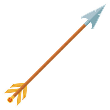 Cartoon arrow icon. Ancient archery. Medieval weapon