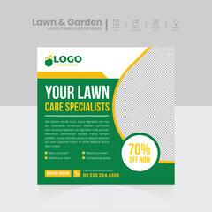 Modern Lawn and garden care maintenance social media post design template