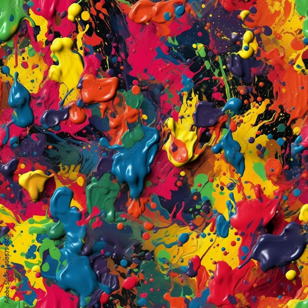 Wall mural **tiled** paint splatter pattern, created with generative ai