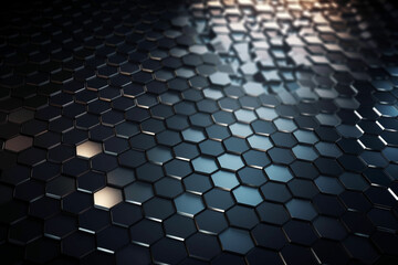 Beautiful metal hexagonal futuristic abstract shapes wallpaper background design texture pattern. Decorative metallic design decoration. Ai generated