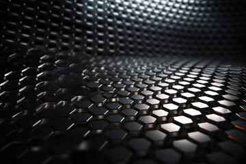 Beautiful metal hexagonal futuristic abstract shapes wallpaper background design texture pattern. Decorative metallic design decoration. Ai generated