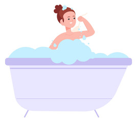 Girl taking bath. Daily hygiene child routine