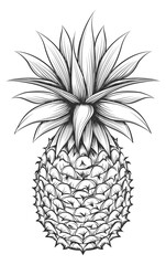 Pineapple sketch. Hand drawn tropical juicy fruit