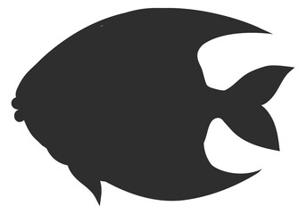 Tropical fish black silhouette. Aquarium animal icon