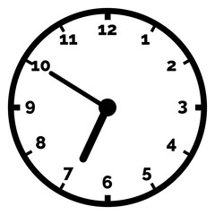 Time clock face. Ten minutes to seven hours