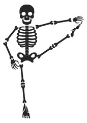 Comic skeleton dancing. Funny human bones mascot