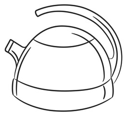 Kettle doodle icon. Boiling water teapot drawing