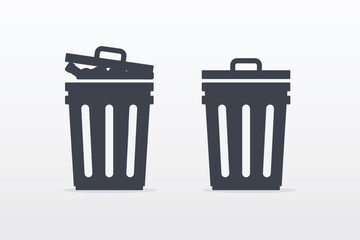 Garbage bin icons. Stock vector illustration. 