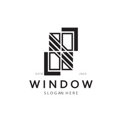 simple window logo, design for, interior, construction, architecture, property business, vector