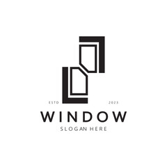 simple window logo, design for, interior, construction, architecture, property business, vector