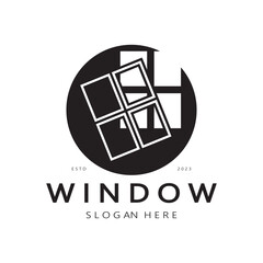 simple window logo, design for, interior, construction, architecture, property business, vector
