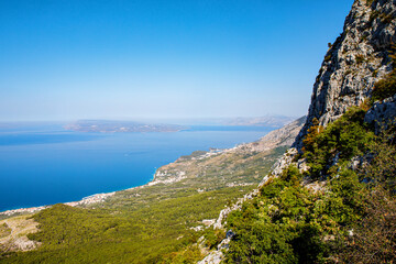 Beautiful landscape view on Makarska Riviera in Croatia on sunny summer day.