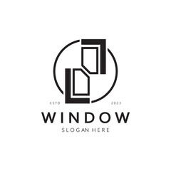 simple window logo, design for, interior, construction, architecture, property business, vector