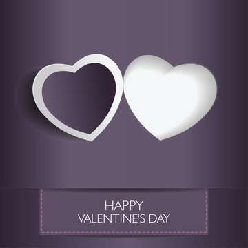 Love card Happy Valentines Day concept. Heart shape with shadow. Vector illustration