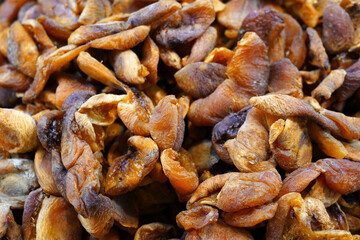 dried apricot kernels on the market stall   Kuru kayısı    