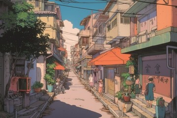 Street in the old town. An Ode to Anime Artistry. Generative AI