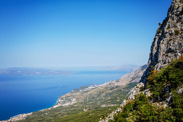 Beautiful landscape view on Makarska Riviera in Croatia on sunny summer day.