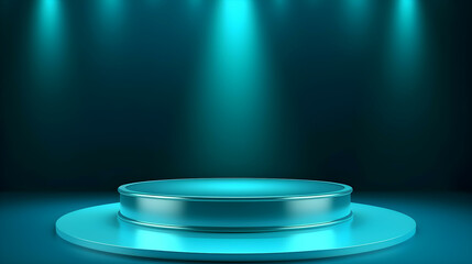 Turquoise Podium with Spotlight Background