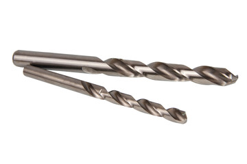 Drill bit. Stainless steel drill bit on a white background (with clipping path).