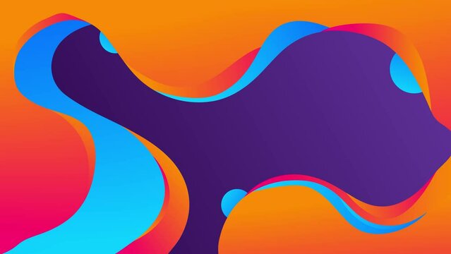 Bright Colorful Gradient Abstract Background with Waves and Circles. Seamless Looping. 4K