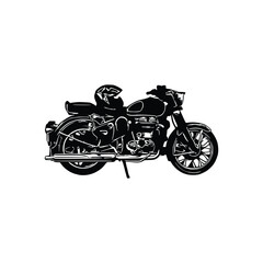 Motorcycle silhouette Vector. Flat style. Side view, illustration