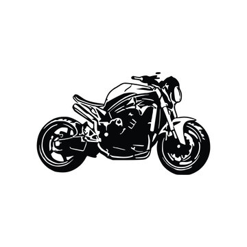 Motorcycle silhouette Vector. Flat style. Side view, illustration