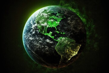The green planet Earth view from space. Generative AI.