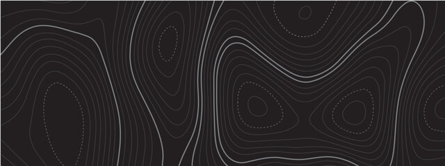 Abstract black and white topography wave lines background.