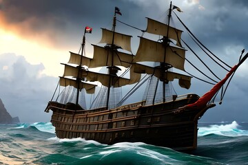 Obraz na płótnie Canvas ship in the sea