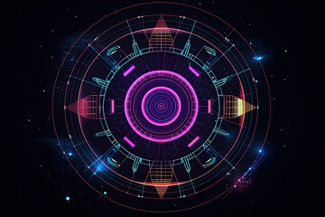 Obraz premium Digital Nexus. Complex & Vibrant, created with Generative Al technology.