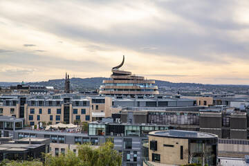 Aerial view of the city of Edinburgh from Calton Hill