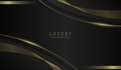Luxury black background with a golden color abstract, for templates, brochures, business card or banner