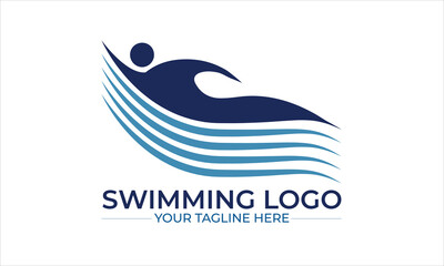 Swimming Logo Design. Athletics swimmer logo or icon or app design.