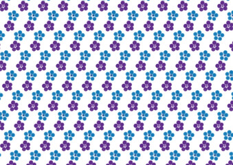 Blue and purple flower repeat pattern, replete image, seamless illustration image designed for fabric printing