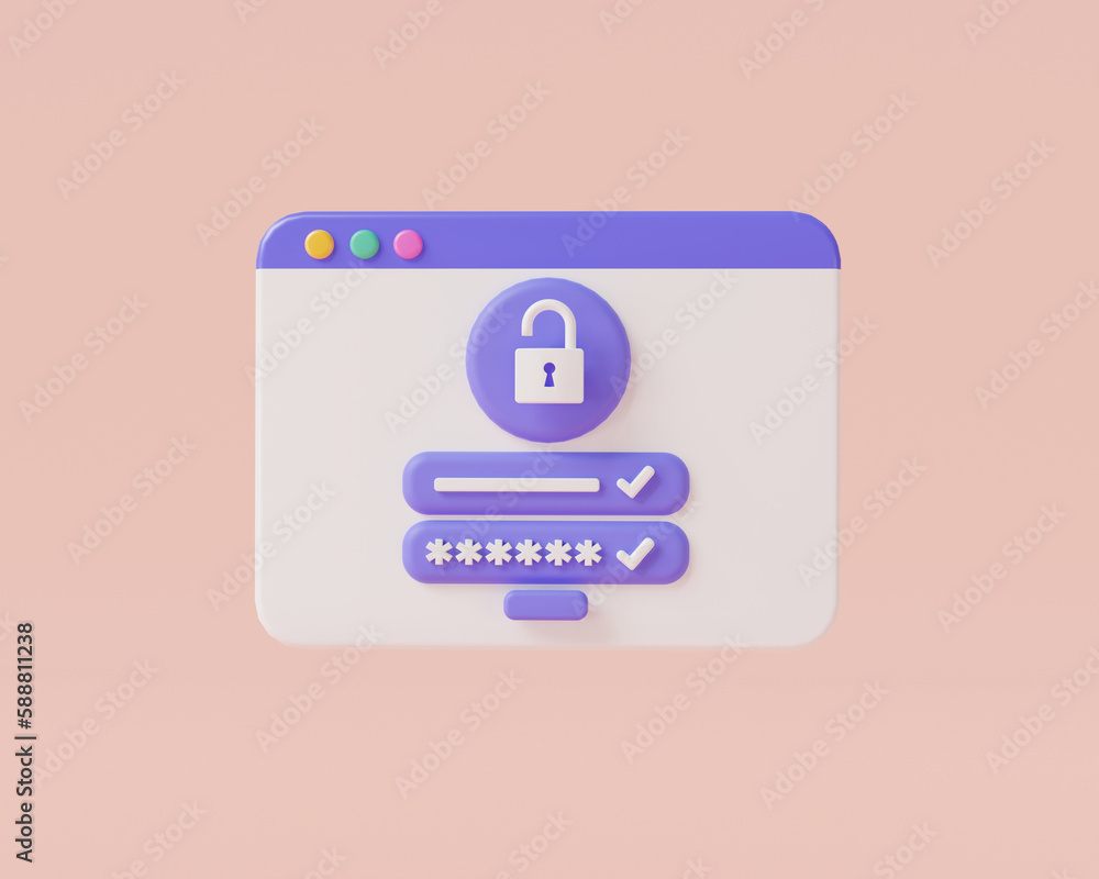 Poster login and password with padlock icon on web page. sign in to account, secure login and password, use